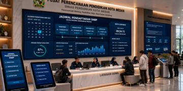 Dashboard interaktif Jadwal Pendaftaran SNBP yang menampilkan agenda waktu pendaftaran siswa real-time untuk mendukung efisiensi pendaftaran kota Medan.
