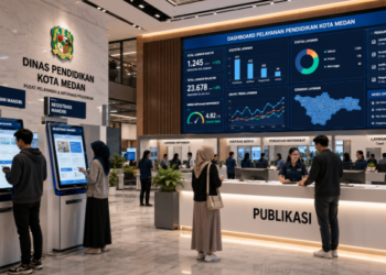 Dashboard interaktif Jadwal Pengumuman Mandiri yang menampilkan alur agenda publikasi real-time untuk mendukung efisiensi pendaftaran kota Medan.