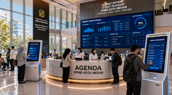 Dashboard interaktif Jadwal SPMB Medan yang menampilkan alur agenda seleksi real-time untuk mendukung efisiensi pendaftaran kota Medan.