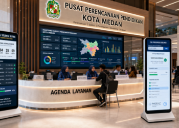 Dashboard interaktif Jadwal Seleksi Siswa yang menampilkan alur agenda waktu real-time untuk mendukung efisiensi pendaftaran kota Medan.