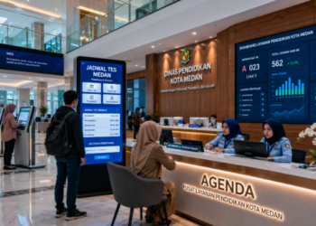 Dashboard interaktif Jadwal Tes Medan yang menampilkan alur agenda seleksi real-time untuk mendukung efisiensi pendaftaran kota Medan.
