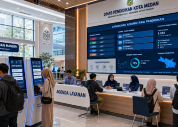 Dashboard interaktif Jadwal Ujian Mandiri yang menampilkan alur agenda tes real-time untuk mendukung efisiensi pendaftaran kota Medan.