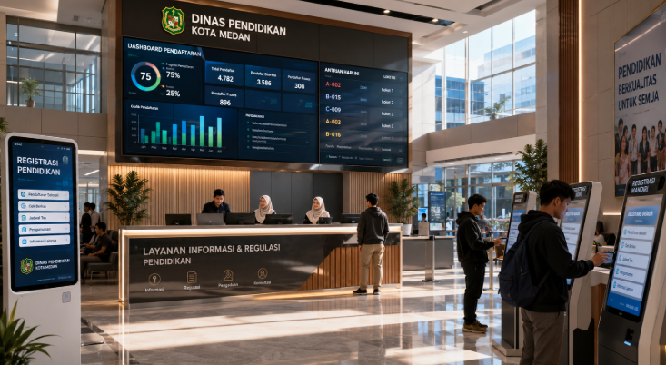 Dashboard interaktif Ketentuan Biaya Kuliah yang menampilkan alur aturan tarif real-time untuk mendukung efisiensi pendaftaran kota Medan.