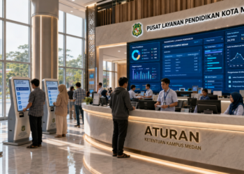 Dashboard interaktif Ketentuan Kampus Medan yang menampilkan alur aturan seleksi real-time untuk mendukung efisiensi pendaftaran kota Medan.