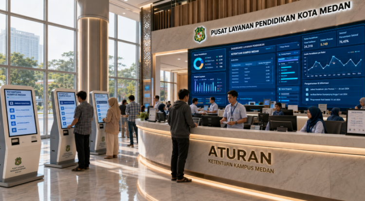 Dashboard interaktif Ketentuan Kampus Medan yang menampilkan alur aturan seleksi real-time untuk mendukung efisiensi pendaftaran kota Medan.