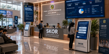 Dashboard interaktif Ketentuan Nilai Rapor yang menampilkan alur input skor akademik real-time untuk mendukung efisiensi pendaftaran kota Medan.