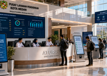 Dashboard interaktif Ketentuan SPMB Medan yang menampilkan alur aturan seleksi real-time untuk mendukung efisiensi pendaftaran kota Medan.