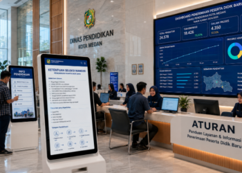 Dashboard interaktif Ketentuan Seleksi Mandiri yang menampilkan alur aturan seleksi real-time untuk mendukung efisiensi pendaftaran kota Medan.