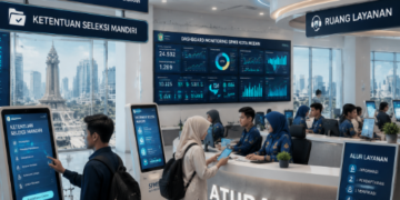 Dashboard interaktif Ketentuan Seleksi Mandiri yang menampilkan alur aturan masuk real-time untuk mendukung efisiensi pendaftaran kota Medan.