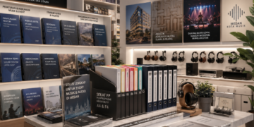 Jajaran tempat buku panduan aset audiophile ASN Pemkot Medan Profesional bahan premium untuk usaha pembuatan rencana clearance musik pegawai dan alat pusat instrumen clearance musik Medan heavy duty minimalis berbagai folder lembar jaminan yang tersusun sangat rapi di dalam etalase toko perlengkapan kantor untuk mendukung komunitas seni suara Medan