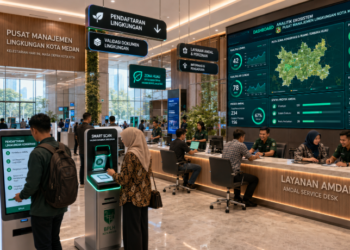 Dashboard interaktif Konservasi Lingkungan Medan yang menampilkan sistem pemantauan data ekosistem real-time untuk mendukung efisiensi lingkungan kota Medan