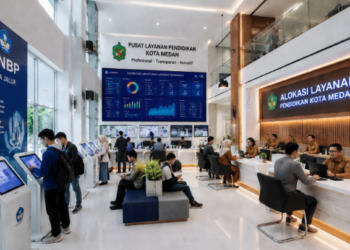 Dashboard interaktif Kuota Jalur SNBP yang menampilkan alur alokasi kursi real-time untuk mendukung efisiensi pendaftaran kota Medan.