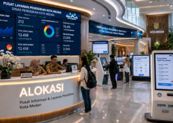 Dashboard interaktif Kuota Siswa SNBP yang menampilkan alur alokasi kapasitas real-time untuk mendukung efisiensi pendaftaran kota Medan.