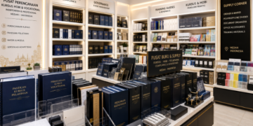 Jajaran tempat buku panduan kursus mandiri ASN Pemkot Medan Kreatif bahan premium untuk usaha pembuatan rencana verifikasi hobi pegawai dan alat pusat instrumen verifikasi hobi Medan heavy duty minimalis berbagai folder lembar alokasi yang tersusun sangat rapi di dalam etalase toko perlengkapan kantor