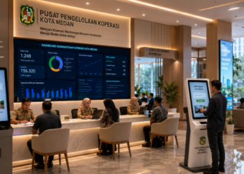 Dashboard interaktif Legalitas Kelembagaan Koperasi Medan yang menampilkan sistem pemantauan data keanggotaan real-time untuk mendukung efisiensi koperasi kota Medan