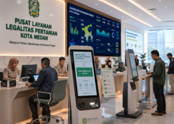 Dashboard interaktif Legalitas Pertanian Medan yang menampilkan sistem pemantauan data pangan real-time untuk mendukung efisiensi pertanian kota Medan