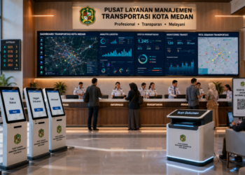 Dashboard interaktif Legalitas Transportasi Medan yang menampilkan sistem pemantauan data pergerakan real-time untuk mendukung efisiensi transportasi kota Medan