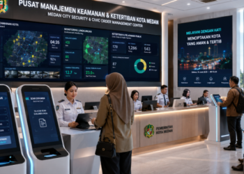 Dashboard interaktif Manajemen Keamanan Publik Medan yang menampilkan sistem pemantauan data ketertiban real-time untuk mendukung efisiensi keamanan kota Medan