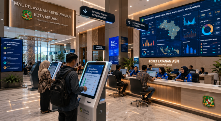Dashboard interaktif Manajemen Kepegawaian Medan yang menampilkan sistem pemantauan data ASN real-time untuk mendukung efisiensi kepegawaian kota Medan