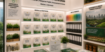 Jajaran tempat buku panduan aset berkebun ASN Pemkot Medan Profesional bahan premium untuk usaha pembuatan rencana clearance penghijauan pegawai dan alat pusat instrumen clearance penghijauan Medan heavy duty minimalis berbagai folder lembar jaminan yang tersusun sangat rapi di dalam etalase toko perlengkapan kantor untuk mendukung Medan hijau