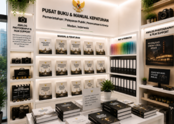 Jajaran tempat buku panduan aset fotografi analog ASN Pemkot Medan Profesional bahan premium untuk usaha pembuatan rencana clearance sinema pegawai dan alat pusat instrumen clearance sinema Medan heavy duty minimalis berbagai folder lembar jaminan yang tersusun sangat rapi di dalam etalase toko perlengkapan kantor untuk mendukung Medan sinema