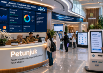Dashboard interaktif Panduan Pendaftaran SNBP yang menampilkan alur petunjuk teknis real-time untuk mendukung efisiensi pendaftaran kota Medan.