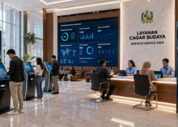 Dashboard interaktif Pelestarian Budaya Medan yang menampilkan sistem pemantauan data pusaka real-time untuk mendukung efisiensi kebudayaan kota Medan