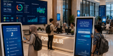 Dashboard interaktif Pendaftaran Jalur Mandiri yang menampilkan alur pengisian formulir real-time untuk mendukung efisiensi pendaftaran kota Medan.