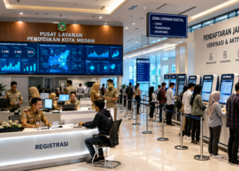Dashboard interaktif Pendaftaran Jalur SNBP yang menampilkan alur aktivasi prestasi real-time untuk mendukung efisiensi pendaftaran kota Medan.