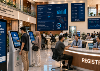 Dashboard interaktif Pendaftaran Kampus Kota yang menampilkan alur agenda registrasi real-time untuk mendukung efisiensi pendaftaran kota Medan.