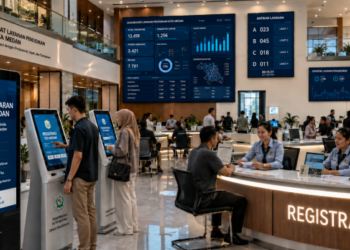 Dashboard interaktif Pendaftaran Tes Medan yang menampilkan alur agenda registrasi real-time untuk mendukung efisiensi pendaftaran kota Medan.