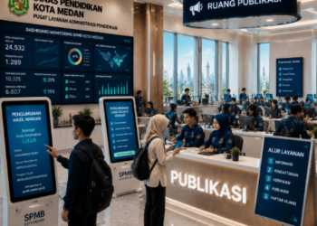 Dashboard interaktif Pengumuman Hasil Mandiri yang menampilkan alur publikasi lulus real-time untuk mendukung efisiensi pendaftaran kota Medan.
