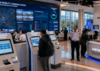 Dashboard interaktif Perizinan Perhubungan Medan yang menampilkan sistem pemantauan data mobilitas real-time untuk mendukung efisiensi perhubungan kota Medan