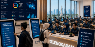 Dashboard interaktif Persyaratan Berkas SPMB yang menampilkan alur kelengkapan dokumen real-time untuk mendukung efisiensi pendaftaran kota Medan.