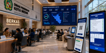 Dashboard interaktif Persyaratan Dokumen SNBP yang menampilkan alur kelengkapan berkas real-time untuk mendukung efisiensi pendaftaran kota Medan.
