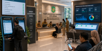 Dashboard interaktif Persyaratan Pendaftaran Siswa yang menampilkan alur kelengkapan dokumen real-time untuk mendukung efisiensi pendaftaran kota Medan.