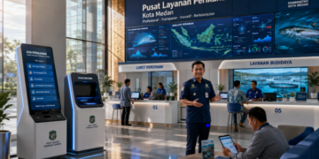 Dashboard interaktif Platform Digital Izin Perikanan yang menampilkan sistem pemantauan data budidaya real-time untuk mendukung efisiensi perikanan kota Medan