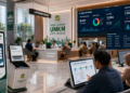 Dashboard interaktif Platform Digital Izin UMKM yang menampilkan sistem pemantauan data usaha real-time untuk mendukung efisiensi UMKM kota Medan