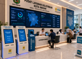 Dashboard interaktif Portal Andal Izin Daya yang menampilkan sistem pemantauan data energi real-time untuk mendukung efisiensi kelistrikan kota Medan