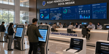 Dashboard interaktif Portal Canggih Izin Mobilitas yang menampilkan sistem pemantauan data kendaraan real-time untuk mendukung efisiensi transportasi kota Medan.