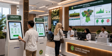 Dashboard interaktif Portal Digital Izin Pertanian yang menampilkan sistem pemantauan data bibit real-time untuk mendukung efisiensi pertanian kota Medan