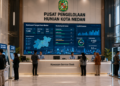 Dashboard interaktif Portal Pintar Izin Hunian yang menampilkan sistem pemantauan data tempat real-time untuk mendukung efisiensi perumahan kota Medan