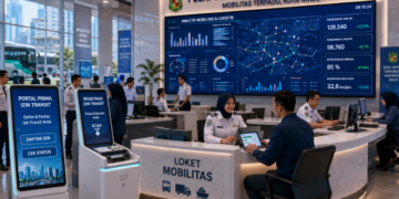 Dashboard interaktif Portal Prima Izin Transit yang menampilkan sistem pemantauan data logistik real-time untuk mendukung efisiensi transportasi kota Medan