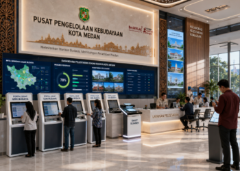 Dashboard interaktif Portal Sigap Izin Budaya yang menampilkan sistem pemantauan data cagar real-time untuk mendukung efisiensi kebudayaan kota Medan