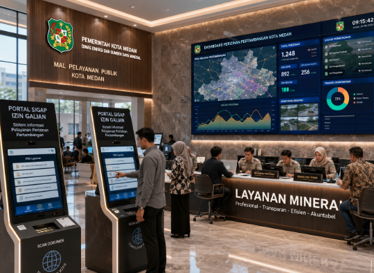 Dashboard interaktif Portal Sigap Izin Galian yang menampilkan sistem pemantauan data eksplorasi real-time untuk mendukung efisiensi pertambangan kota Medan