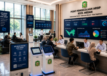 Dashboard interaktif Portal Sigap Izin Jaga yang menampilkan sistem pemantauan data pengawasan real-time untuk mendukung efisiensi keamanan kota Medan