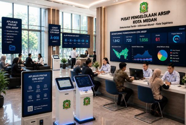 Dashboard interaktif Portal Sigap Izin Jaga yang menampilkan sistem pemantauan data pengawasan real-time untuk mendukung efisiensi keamanan kota Medan