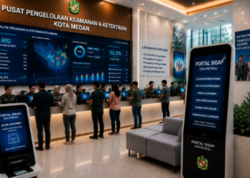 Dashboard interaktif Portal Sigap Izin Patroli yang menampilkan sistem pemantauan data penjagaan real-time untuk mendukung efisiensi keamanan kota Medan