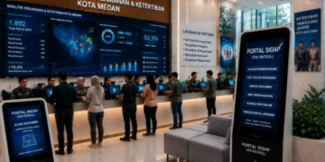 Dashboard interaktif Portal Sigap Izin Patroli yang menampilkan sistem pemantauan data penjagaan real-time untuk mendukung efisiensi keamanan kota Medan