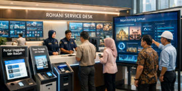 Dashboard interaktif Portal Unggulan Izin Ibadah yang menampilkan sistem pemantauan data umat real-time untuk mendukung efisiensi keagamaan kota Medan